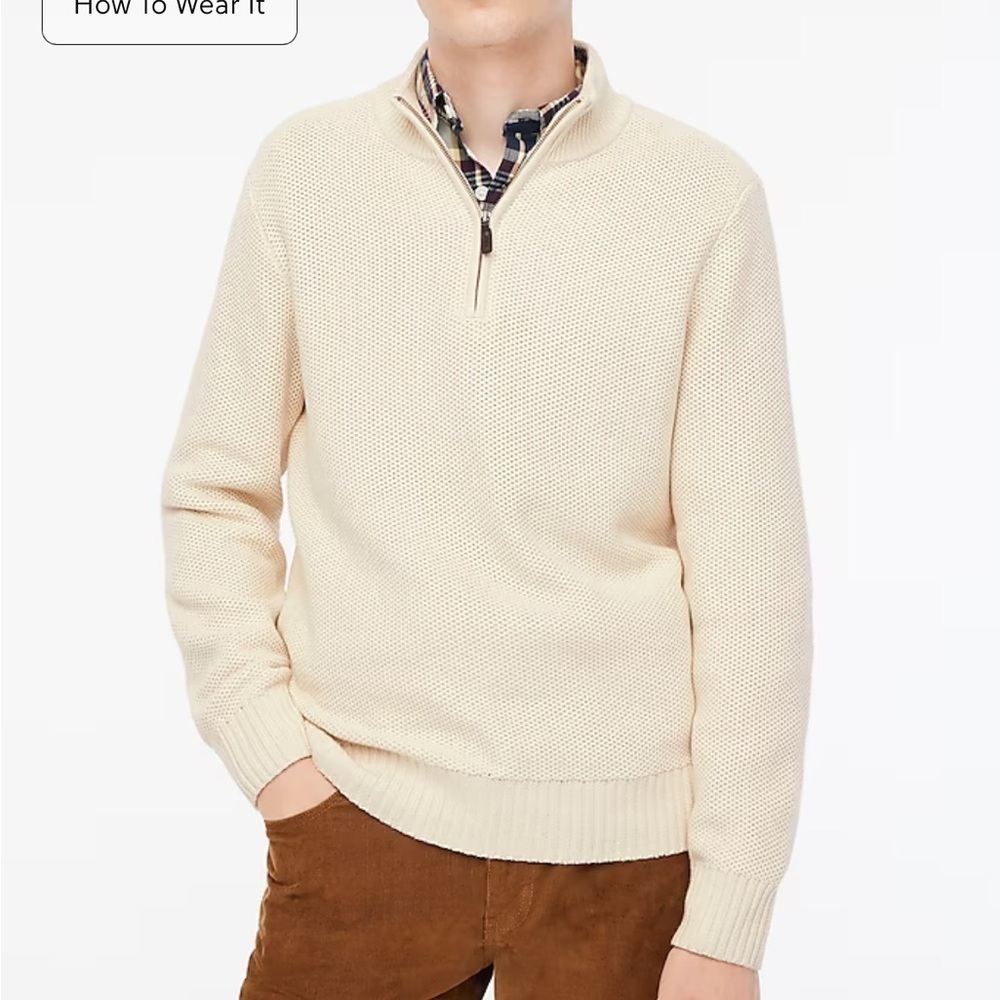 J crew Cotton honeycomb knit half-zip